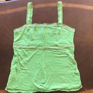 Ann Taylor Loft lime green tank with satin trim